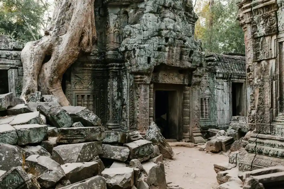 The Angkor Wat temple complex in Cambodia