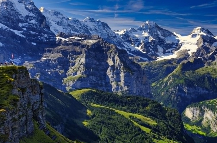 The Alps: A stunning mountain range in Europe shared by several countries